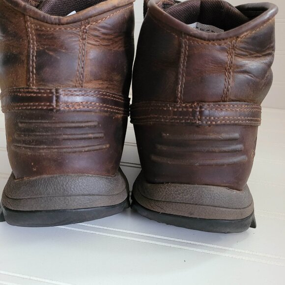 Timberland Boots Mens 9.5 Brown Leather Canard Mid Hiking Outdoors Distressed - Picture 5 of 15